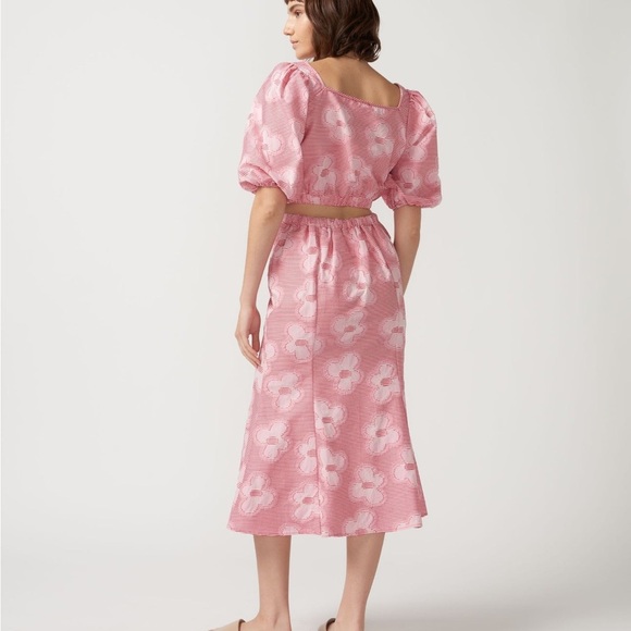 Self Contrast Salli Pink Floral Midi Skirt Small - Picture 3 of 10